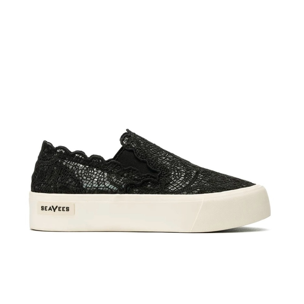 SeaVees Baja Platform Lace Slip on Sneakers Black 8.5